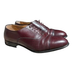 Santoni S/2 Burgundy Leather Oxford Dress Shoes